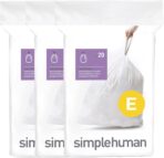 simplehuman Code E 60 Count, Dispenser Pack Custom Fit Liners, Drawstring Trash Bags, 20 Liter / 5.3 Gallon, White - Image 2