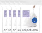 simplehuman Code J 100 Count, Dispenser Pack Custom Fit Liners, Drawstring Trash Bags, 30-45 Liter / 8-12 Gallon, White - Image 2