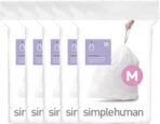 simplehuman Code M 100 Count, Dispenser Pack Custom Fit Liners, Drawstring Trash Bags, 45 Liter / 11.9 Gallon, White - Image 2