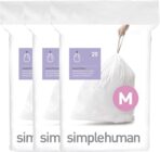 simplehuman Code M 60 Count, Dispenser Pack Custom Fit Liners, Drawstring Trash Bags, 45 Liter / 11.9 Gallon, White - Image 2