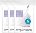 simplehuman Code N 60 Count, Dispenser Pack Custom Fit Liners, Drawstring Trash Bags, 45-50 Liter / 11.9-13.2 Gallon, White - Image 2