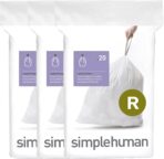simplehuman Code R 60 Count, Dispenser Pack Custom Fit Liners, Drawstring Trash Bags, 10 Liter / 2.6 Gallon, White - Image 2