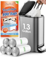 1.3 Gallon 100 Counts (fit 1.3-1.5 Gal) Mini Drawstring Trash Bags Garbage Bags by RayPard, 4-5L Small Plastic Trash Can Liner fit 1,1.2-1.5 Gal Waste Basket for Home Office Kitchen Bathroom, White - Image 2
