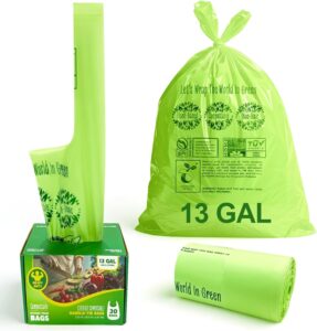 10-13 Gallon Compostable Trash Bags Handle-Tie, Heavy Duty Thick 0.87 Mil, 49.21 Liter, 30 Bags, Tall Kitchen Food Scrap Waste Bag, ASTM D6400, US BPI and OK Compost Home Certified - Image 2