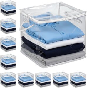 10pcs clear storages bag bed sheet organizer clear zippered storage bags with Handle cube storage bags with zipper Plastic Two-Way Zipper Foldable Plastic Closet Organizer towel for closet - Image 2