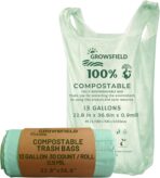 13 Gallon Compostable Trash Bags, Tall Kitchen Garbage Bags, 30 Count, 0.9 Mil Extra Strong, Leak Proof, Easy Tie Handles, Unscented - Image 2