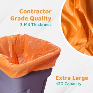 PlasticMill Contractor Bags Heavy Duty - Commercial, Industrial Garbage Bags - Orange Construction Trash Bags - Outdoor, Garden Trash Bags, 42-Gallon, 3 Mil, 33"x48" (50-Count) - Image 4