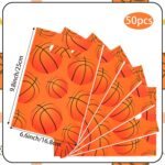 Hooqict 50PCS Basketball Gift Bags with Handle Basketball Party Favor Bags Snack Goodie Treat Candy Bag for Kids Boys Men Sport Themed Birthday Party Supplies (9.8 x 6.7 Inch) - Image 3