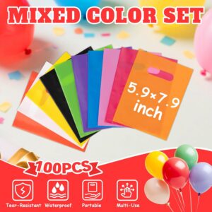 ANZNKU 100 Pcs Multicolor Party Favor Small Gift Bags with Handle for Easter Candy Treat Craft, Portable Goodie Bag for Kids Birthday Party, Reusable Gift Bag Bulk for Small Business(5.9x7.9 inch) - Image 3