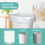 112 Count-4 Gallon Trash Bag, White Trash Bags, Bathroom Trash Bags Small Garbage Bags for Bathroom Can,White 4 Gal Small Trash Can Liners(7 Rolls,Upgrade) - Image 3