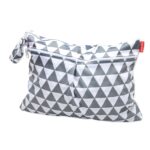 Damero 2pcs Travel Wet and Dry Bag with Handle for Cloth Diaper, Pumping Parts, Clothes, Swimsuit and More, Easy to Grab and Go (Small, Gray Triangle+ Gray Dots) - Image 3