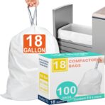 18 Gallon 100 Count Compactor Kitchen Trash Bags Heavy Duty Reinforced Drawstring 1.2 Mil THICK Fits 18 Gallon Compatible with Kitchenaid, Whirpool, GE 15 Inch Compactors Leak Resistant - Image 2