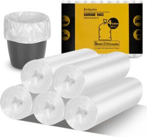 220Counts Small Trash Bags 4 Gallon, Flexible & Durable Small Garbage Bags, Unscented & Easy Tearing 4 Gallon Trash Bag for Kitchen, Bathroom, Bedroom, Office, Transparent,0.3Mil - Image 2