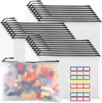 24pcs Large Mesh Zipper Pouch File Bags YOPCDJ Reusable Zippered Pouches for Organizing Classroom, Board Game Storage, Puzzle Bags Black - Image 2