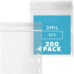 3" x 3" Zip Bags - 200 Count, Small, Clear Plastic Reclosable Zipper Poly Baggies, 2 Mil, with Resealable Zip Top Lock for Packaging Jewelry, Coins, Pills, Candy, Beads, Seeds & More. - Image 2
