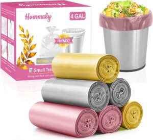 4 Gallon 180pcs Small Multi Trash Bags Strong Garbage Bags,Gold Grey Pink Bathroom Trash Can Bin Liners, Plastic Bags for Bedroom, Waste Basket Liner, Fit 12-15 Liter, 3.5,4,4.5 Gal(4G-3M180) PGG - Image 2