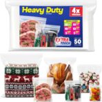 6 Sizes Heavy Duty Zip Seal Lock Snack Sandwich Gallon Storage Bag Variety Pack, Multiple Sizes 6–8 Mil Thick Zipper Top, Freezer Bags, 50 Count - Image 2