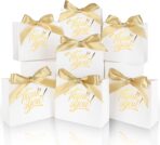 60 Pack Small Thank You Gift Bags, 4.5x1.8x3.9in Party Favor Bags Boxes with Bow Ribbon, Small Paper Gift Bags with Gold Foil Printed, Mini Candy Treat Bags for Birthday Wedding Party Holiday - Image 2