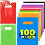 ANZNKU 100 Pcs Multicolor Party Favor Small Gift Bags with Handle for Easter Candy Treat Craft, Portable Goodie Bag for Kids Birthday Party, Reusable Gift Bag Bulk for Small Business(5.9x7.9 inch) - Image 2