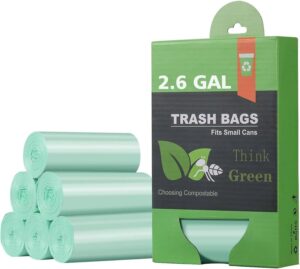AYOTEE Small Trash Bags 2.6 Gallon Compostable Trash Bags Bathroom Wastebasket Can Liners, 125 Count Mini Compost Bags for Kitchen Bathroom Office Fit 10 Liter, Green - Image 2