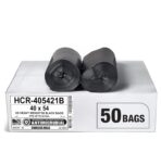 Aluf Plastics High Density Black Trash Bags, 55-60 Gallon, 50 Count, 21 Micron (eq) For Bathroom, Office, Industrial, Commercial, Janitorial, Municipal, Recycling - Image 2