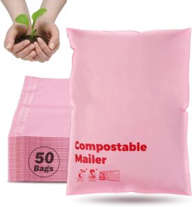 Compostable Mailers Bags 10x15inch with Self-sealing Strip Eco Friendly Shipping Bags Envelopes for Clothing Shoes Packaging 50 Pack Pink - Image 2