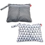 Damero 2pcs Travel Wet and Dry Bag with Handle for Cloth Diaper, Pumping Parts, Clothes, Swimsuit and More, Easy to Grab and Go (Small, Gray Triangle+ Gray Dots) - Image 2