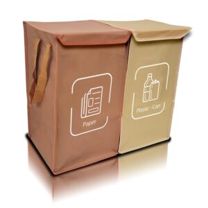 NYIKA - Recycling Organizer - Reusable Recycling Bags - Recycling Sorter - Trash Sorting Bins - 2 Compartment Recycle - Pack of 2 Bags with Lid - Image 2