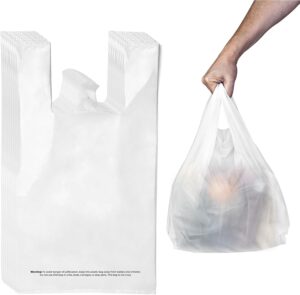 Plastic Bag with Handles | T Shirt | Shopping Bag for Small Business | Recyclable Plastic Grocery Bags | To Go for Food, Groceries & Restaurants | 21" x 11.5", 100-Pack | KitchenDine (100) - Image 2