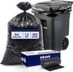 Plasticplace 64-65 Gallon Trash Can Liners for Toter │ 1.2 Mil │ Black Heavy Duty Garbage Bags │ Rolls │ 50” x 60” (100 Count) - Image 2
