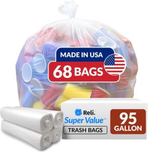 Reli. 95 Trash Bags Heavy Duty | 68 Trash Bags | Super Sizeable for Serious Garbage Cleanup (Clear) - Image 2