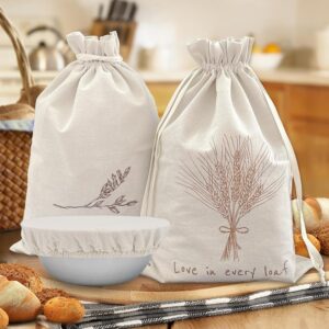‌2 Pack Reusable Linen Bread Bags for Homemade Sourdough - Eco-Friendly Bread Storage with Proofing Bowl Cover | Baking Accessories & Sustainable Kitchen Essentials - Image 2
